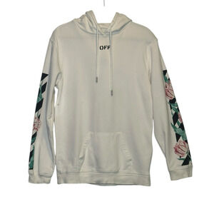 Off White Cherry Blossom White Floral Hoodie Sweatshirt size X Small